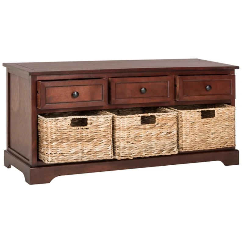 Dark Cherry Wood Suzelle Storage Bench