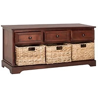 Dark Cherry Wood Suzelle Storage Bench