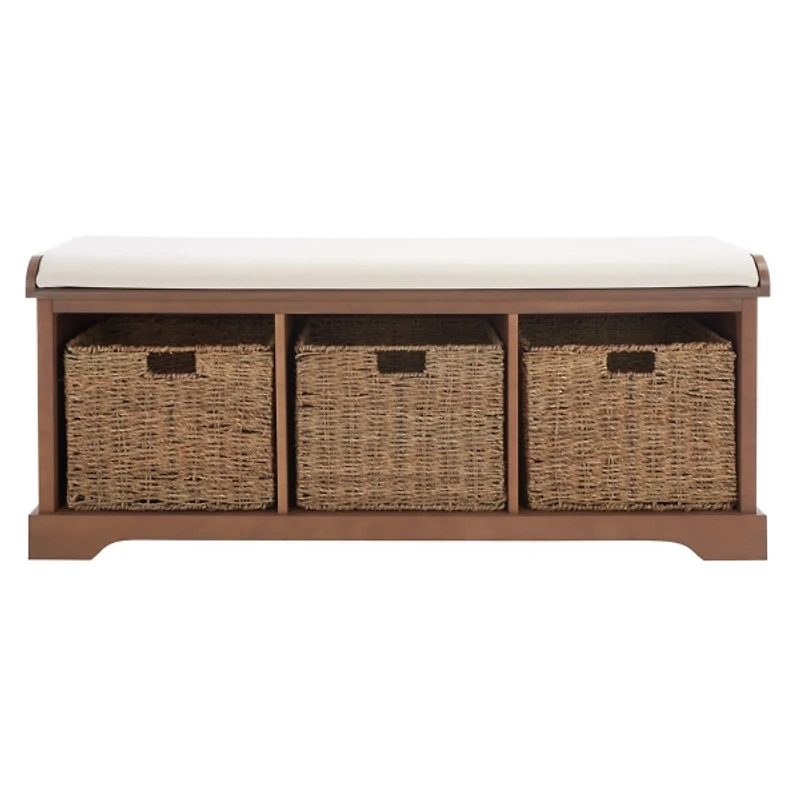 Graywash Upholstered Jeanette Storage Bench