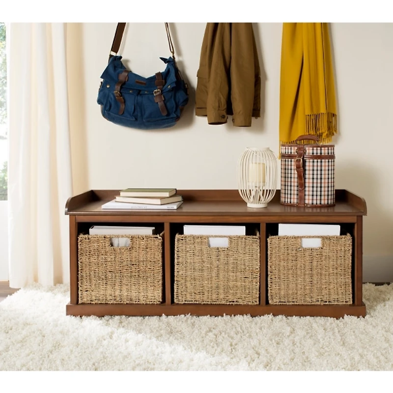 Walnut Upholstered Jeanette Storage Bench