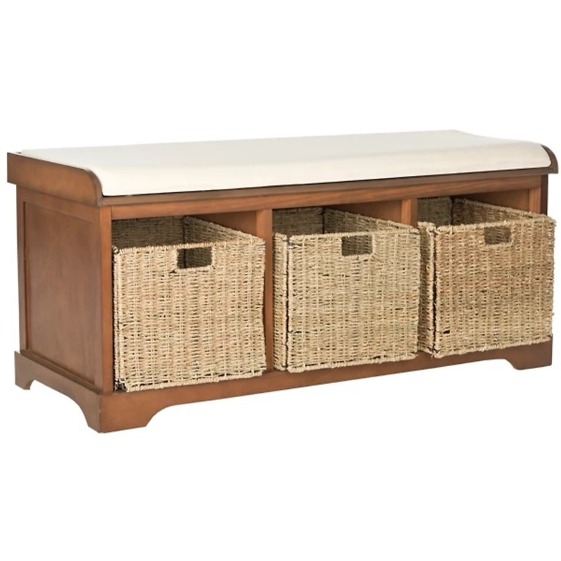 Walnut Upholstered Jeanette Storage Bench