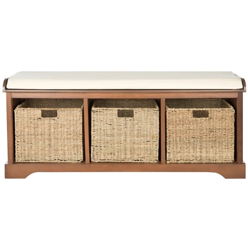 Walnut Upholstered Jeanette Storage Bench