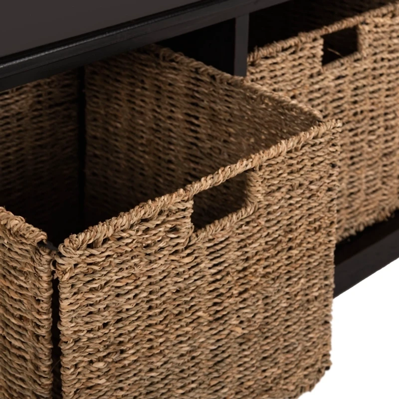 Black Upholstered Jeanette Storage Bench