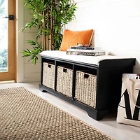 Black Upholstered Jeanette Storage Bench