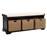 Black Upholstered Jeanette Storage Bench
