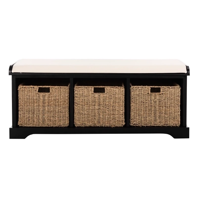 Black Upholstered Jeanette Storage Bench