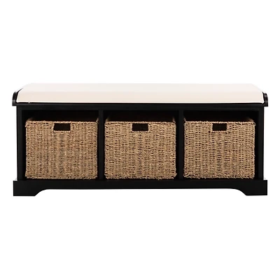 Black Upholstered Jeanette Storage Bench