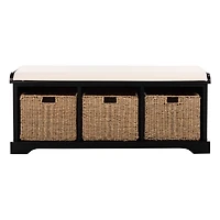 Black Upholstered Jeanette Storage Bench