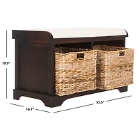 Dark Brown Upholstered Louella Storage Bench