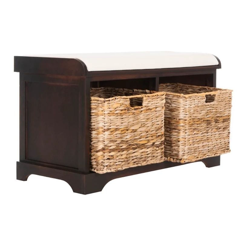 Dark Brown Upholstered Louella Storage Bench