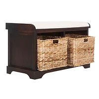Dark Brown Upholstered Louella Storage Bench