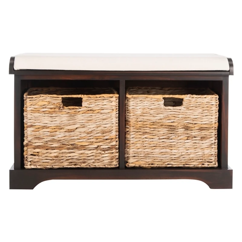 Dark Brown Upholstered Louella Storage Bench