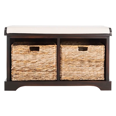 Dark Brown Upholstered Louella Storage Bench