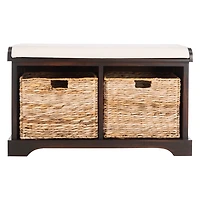 Dark Brown Upholstered Louella Storage Bench