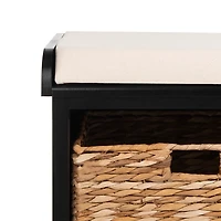 Black Upholstered Louella Storage Bench