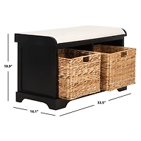 Black Upholstered Louella Storage Bench