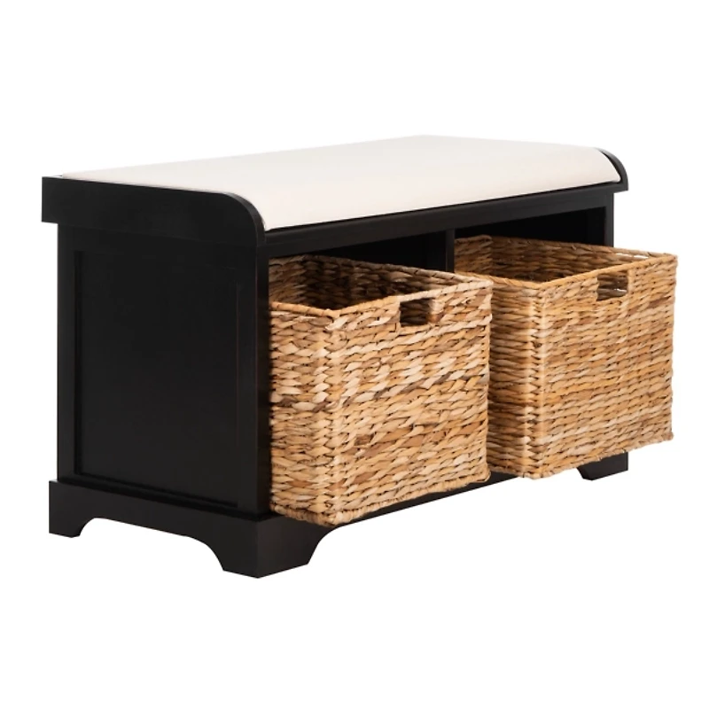 Black Upholstered Louella Storage Bench