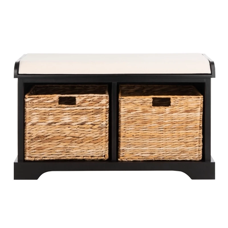 Black Upholstered Louella Storage Bench