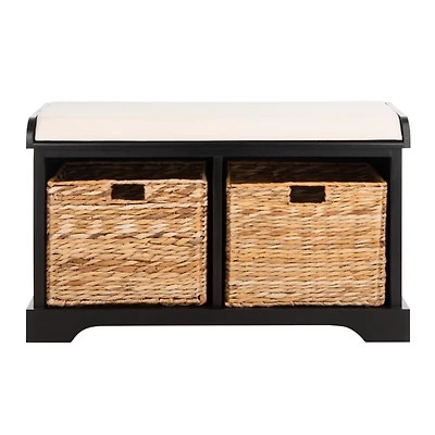 Black Upholstered Louella Storage Bench