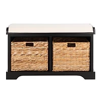 Black Upholstered Louella Storage Bench