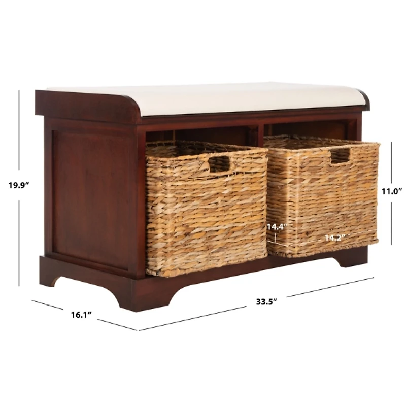 Cherry Upholstered Louella Storage Bench