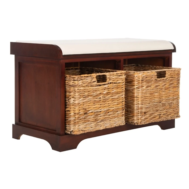 Cherry Upholstered Louella Storage Bench