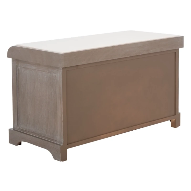 Whitewash Upholstered Louella Storage Bench