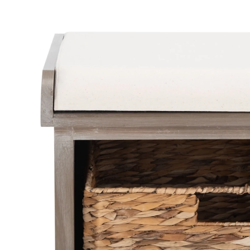 Whitewash Upholstered Louella Storage Bench