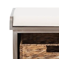 Whitewash Upholstered Louella Storage Bench