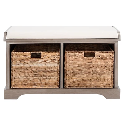 Whitewash Upholstered Louella Storage Bench