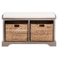Whitewash Upholstered Louella Storage Bench