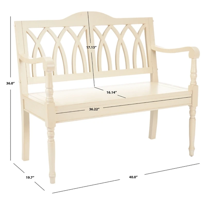 Off-White Wood Mandy Traditional Bench