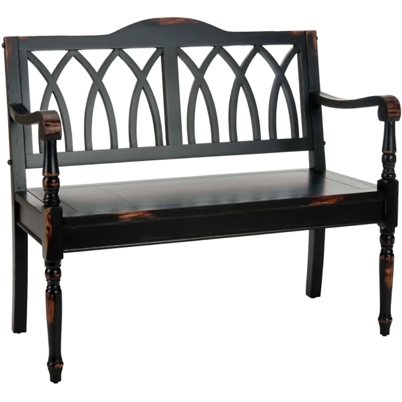 Antique Black Wood Mandy Traditional Bench