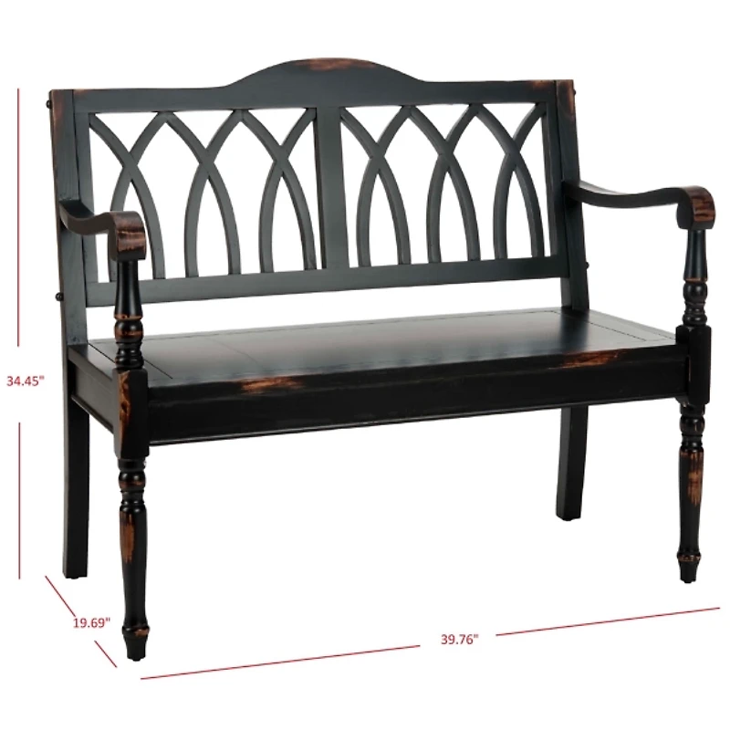 Antique Black Wood Mandy Traditional Bench