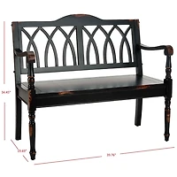 Antique Black Wood Mandy Traditional Bench