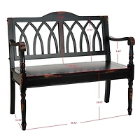 Antique Black Wood Mandy Traditional Bench