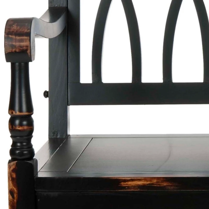 Antique Black Wood Mandy Traditional Bench