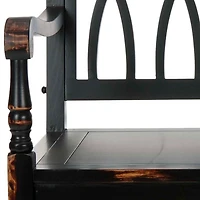 Antique Black Wood Mandy Traditional Bench