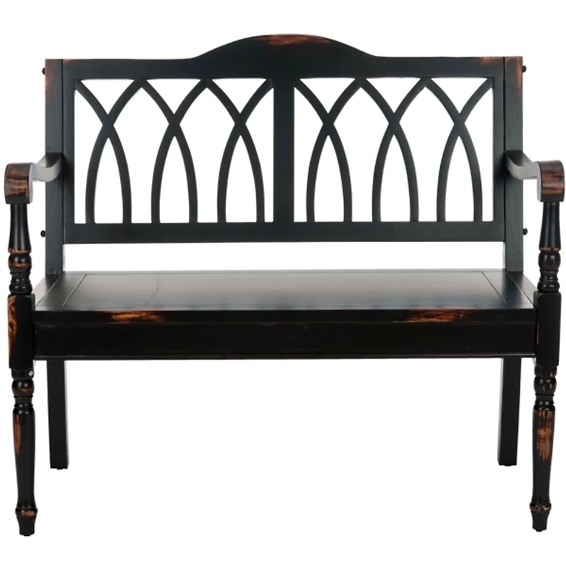Antique Black Wood Mandy Traditional Bench