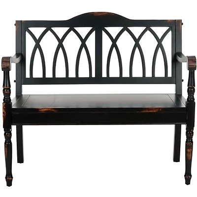 Antique Black Wood Mandy Traditional Bench