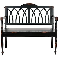 Antique Black Wood Mandy Traditional Bench