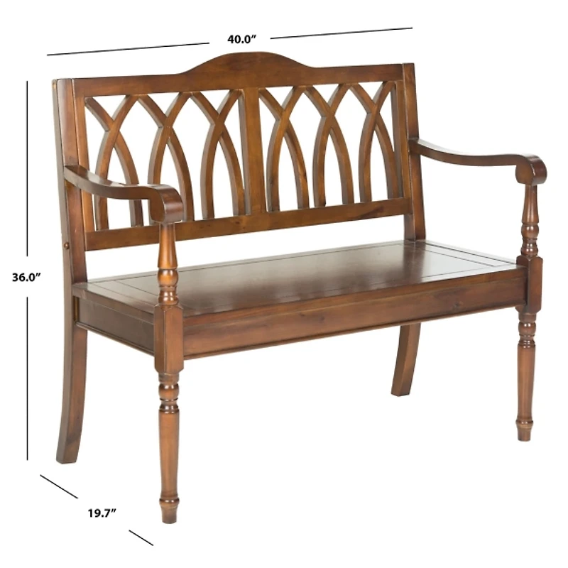 Dark Teak Wood Mandy Traditional Bench