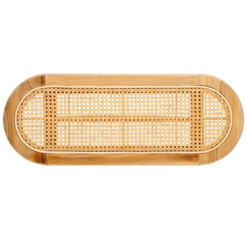 Natural Teak and Rattan Nikki Bench