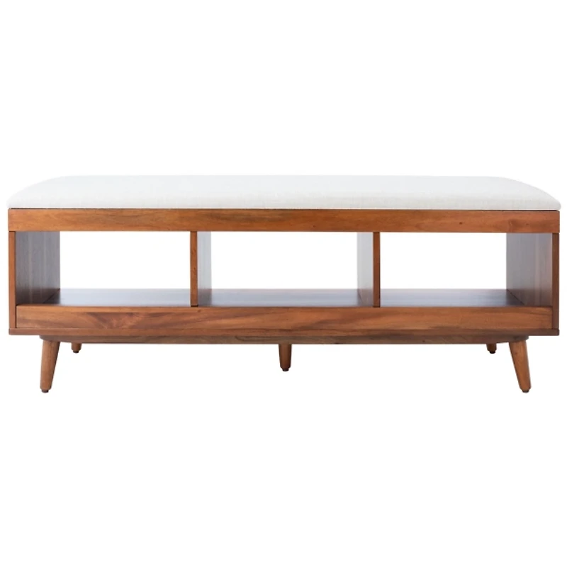 Linen Norma Open Shelf Wood Bench
