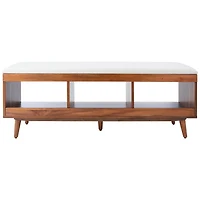 Linen Norma Open Shelf Wood Bench