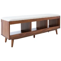 Linen Norma Open Shelf Wood Bench