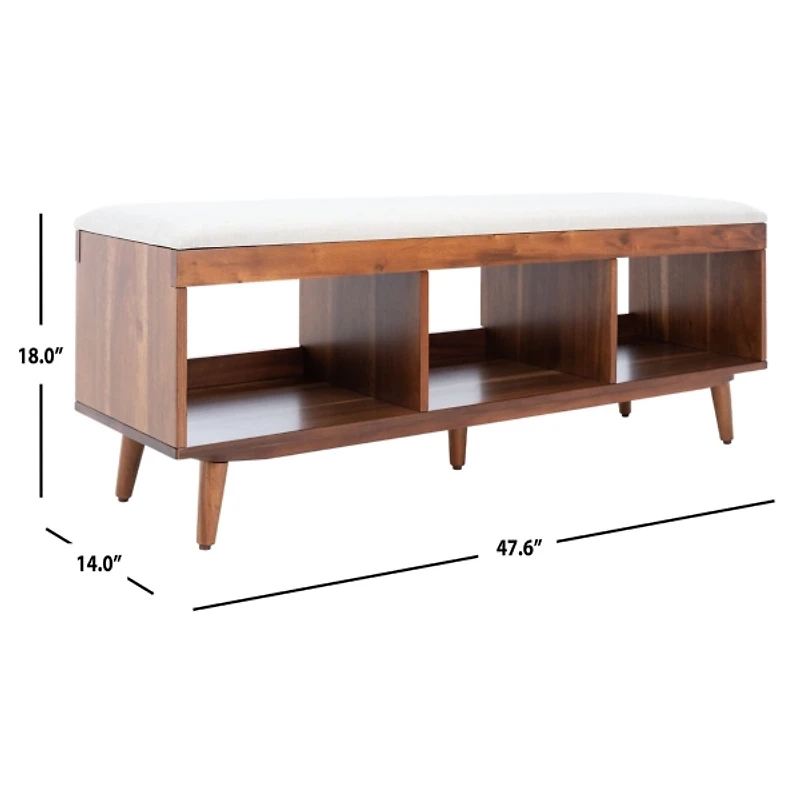 Linen Norma Open Shelf Wood Bench