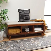 Linen Norma Open Shelf Wood Bench