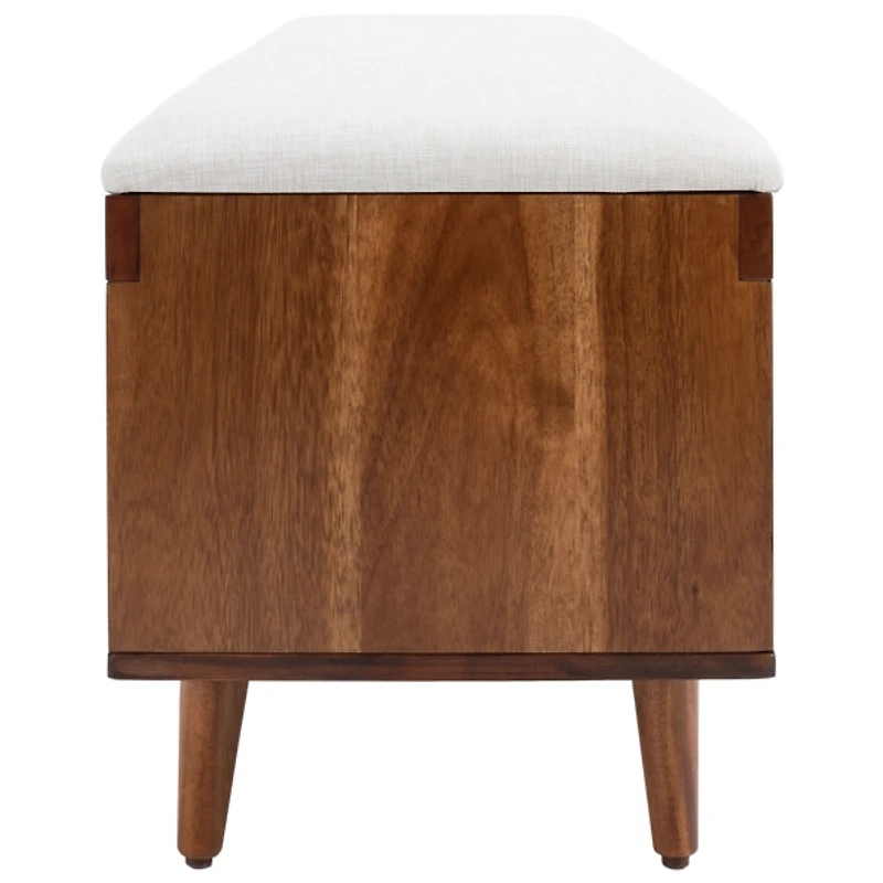 Linen Norma Open Shelf Wood Bench