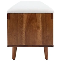 Linen Norma Open Shelf Wood Bench